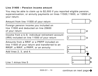 Form 5000-D1 Worksheet for the Return (Large Print) - Canada, Page 10