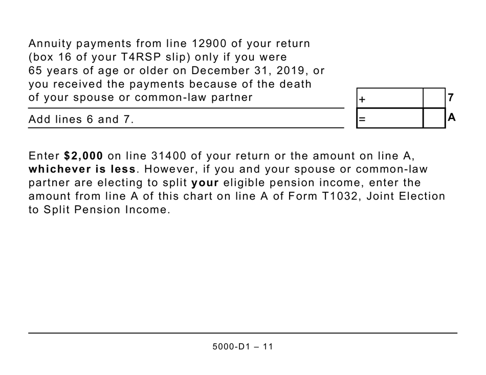 Form 5000-D1 Worksheet for the Return (Large Print) - Canada, Page 11