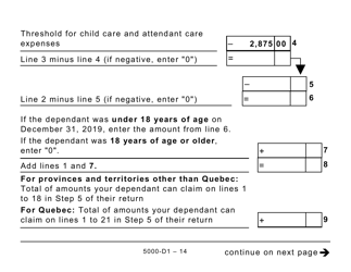 Form 5000-D1 Worksheet for the Return (Large Print) - Canada, Page 14