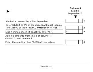 Form 5000-D1 Worksheet for the Return (Large Print) - Canada, Page 17