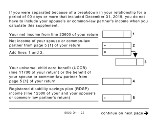 Form 5000-D1 Worksheet for the Return (Large Print) - Canada, Page 22