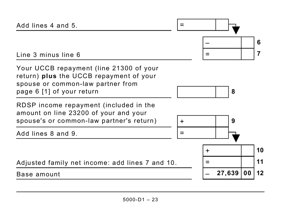 Form 5000-D1 Worksheet for the Return (Large Print) - Canada, Page 23
