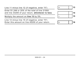 Form 5000-D1 Worksheet for the Return (Large Print) - Canada, Page 24