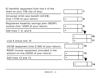 Form 5000-D1 Worksheet for the Return (Large Print) - Canada, Page 4