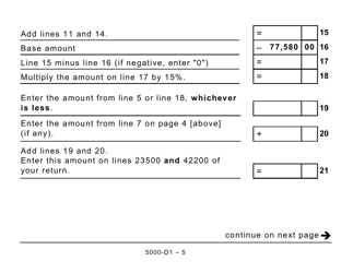 Form 5000-D1 Worksheet for the Return (Large Print) - Canada, Page 5