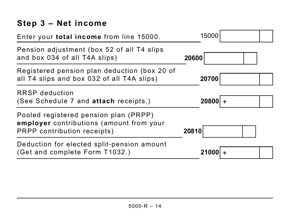 Form 5000-R Income Tax and Benefit Return (Large Print) - Canada, Page 14