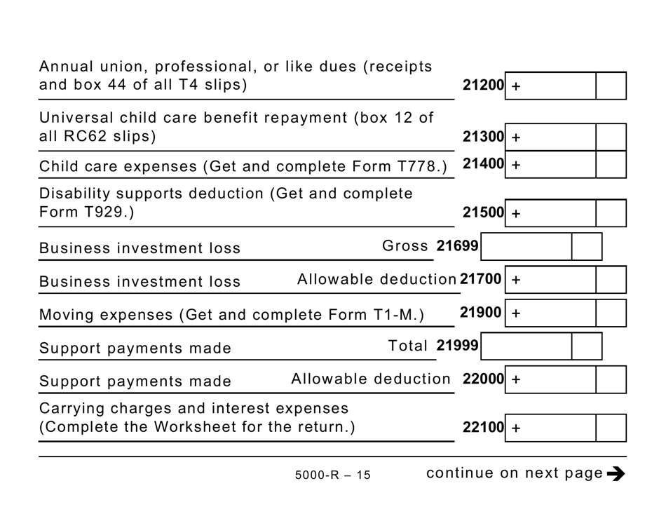 Form 5000-R Income Tax and Benefit Return (Large Print) - Canada, Page 15