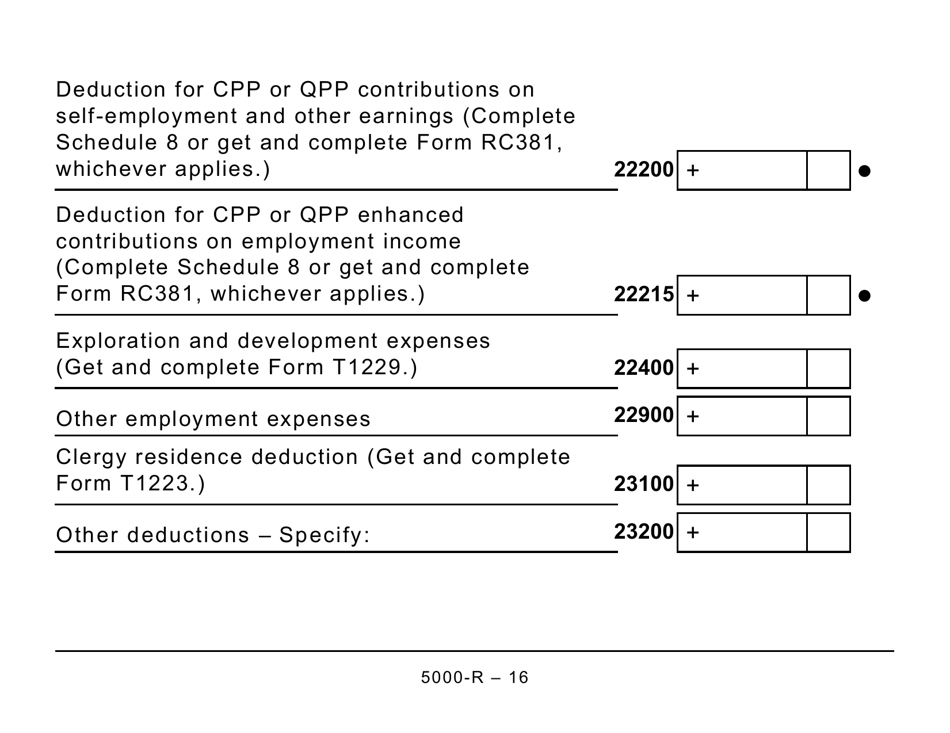 Form 5000-R Income Tax and Benefit Return (Large Print) - Canada, Page 16