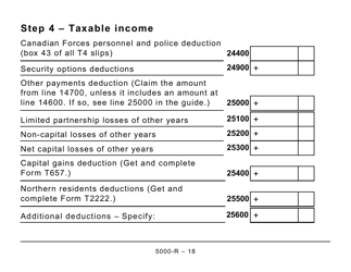 Form 5000-R Income Tax and Benefit Return (Large Print) - Canada, Page 18