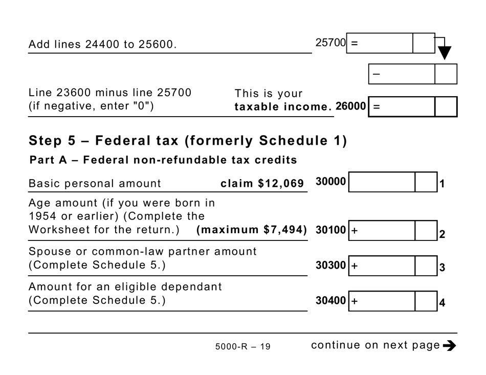 Form 5000-R Income Tax and Benefit Return (Large Print) - Canada, Page 19