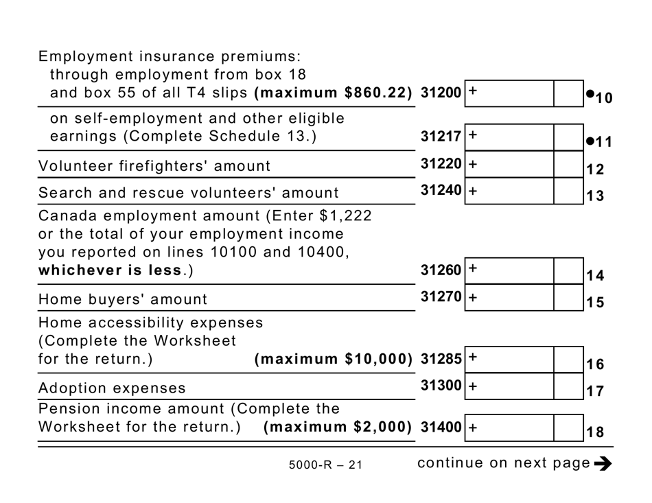 Form 5000-R Income Tax and Benefit Return (Large Print) - Canada, Page 21