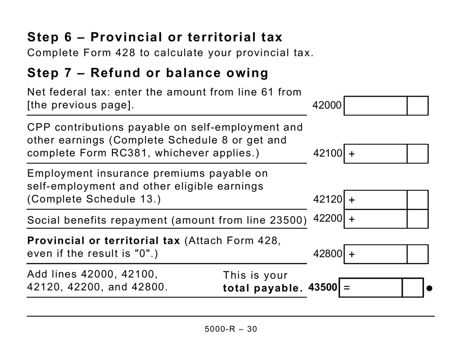 Form 5000-R Income Tax and Benefit Return (Large Print) - Canada, Page 30