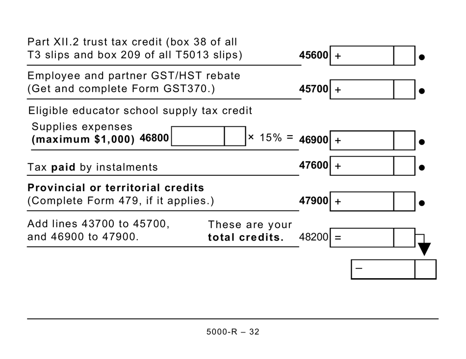Form 5000-R Income Tax and Benefit Return (Large Print) - Canada, Page 32