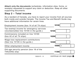 Form 5000-R Income Tax and Benefit Return (Large Print) - Canada, Page 9