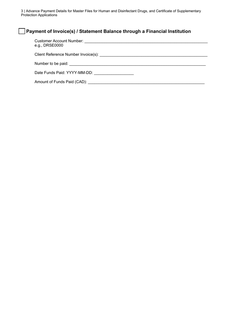Advance Payment Details for Master Files for Human and Disinfectant Drugs, and Certificate of Supplementary Protection Applications - Canada, Page 3