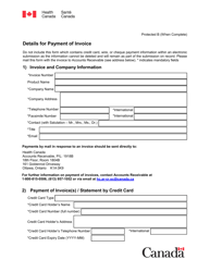 Document preview: Details for Payment of Invoice - Canada