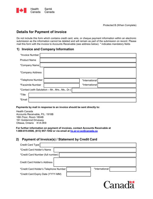 Details for Payment of Invoice - Canada Download Pdf