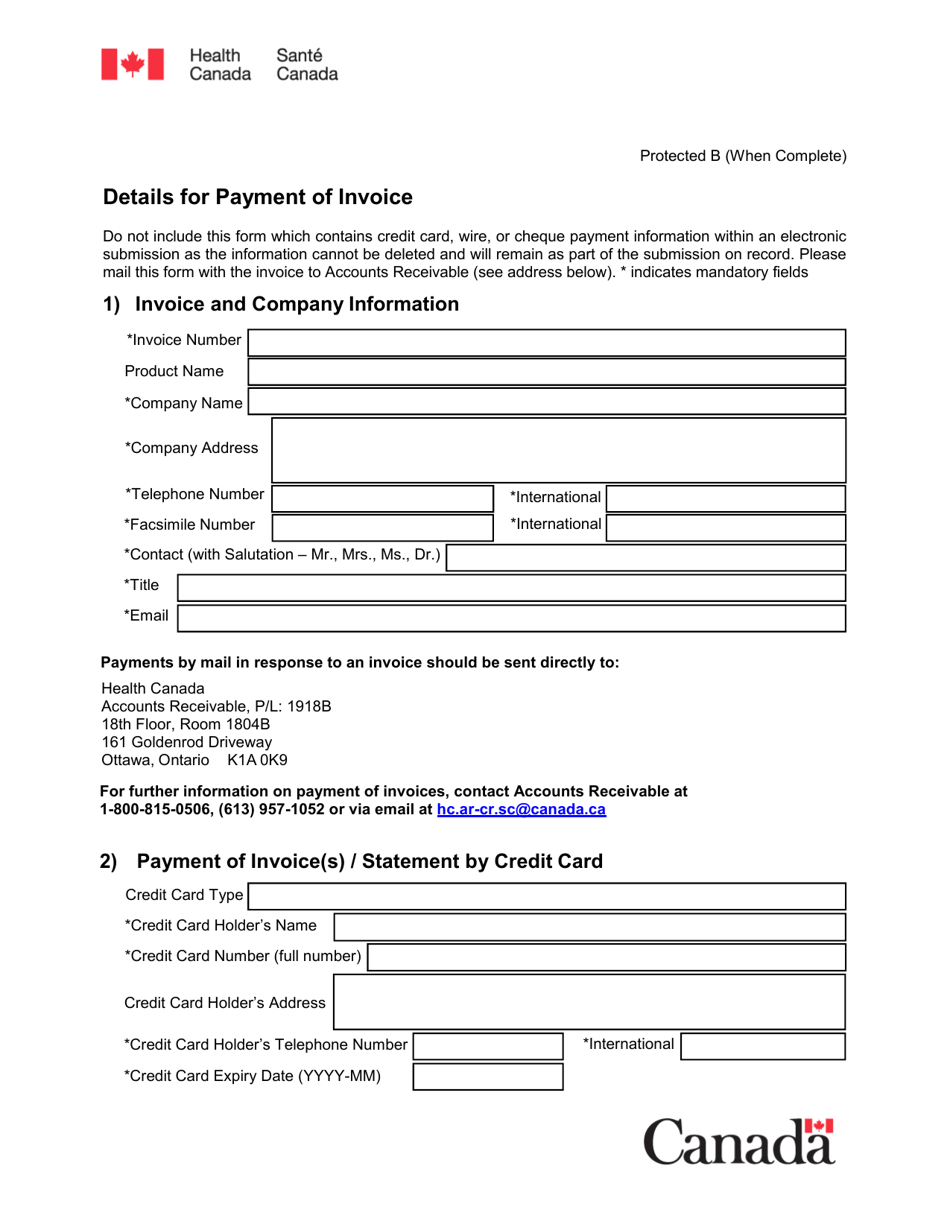 Details for Payment of Invoice - Canada, Page 1
