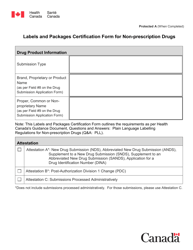 &quot;Labels and Packages Certification Form for Non-prescription Drugs&quot; - Canada