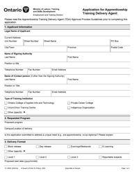 Form 12-1885E &quot;Application for Apprenticeship Training Delivery Agent&quot; - Ontario, Canada