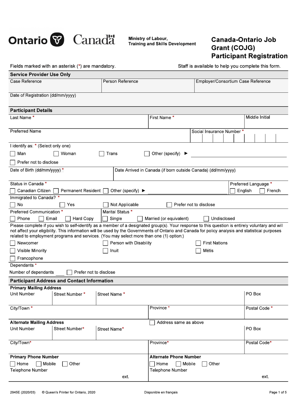 Form E Fill Out Sign Online And Download Fillable PDF Ontario