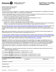 Form 0153E Appointing or Cancelling a Representative - Ontario, Canada