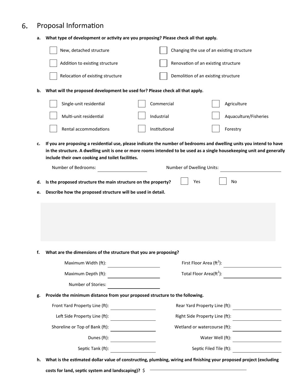 Prince Edward Island Canada Development & Building Permit Application