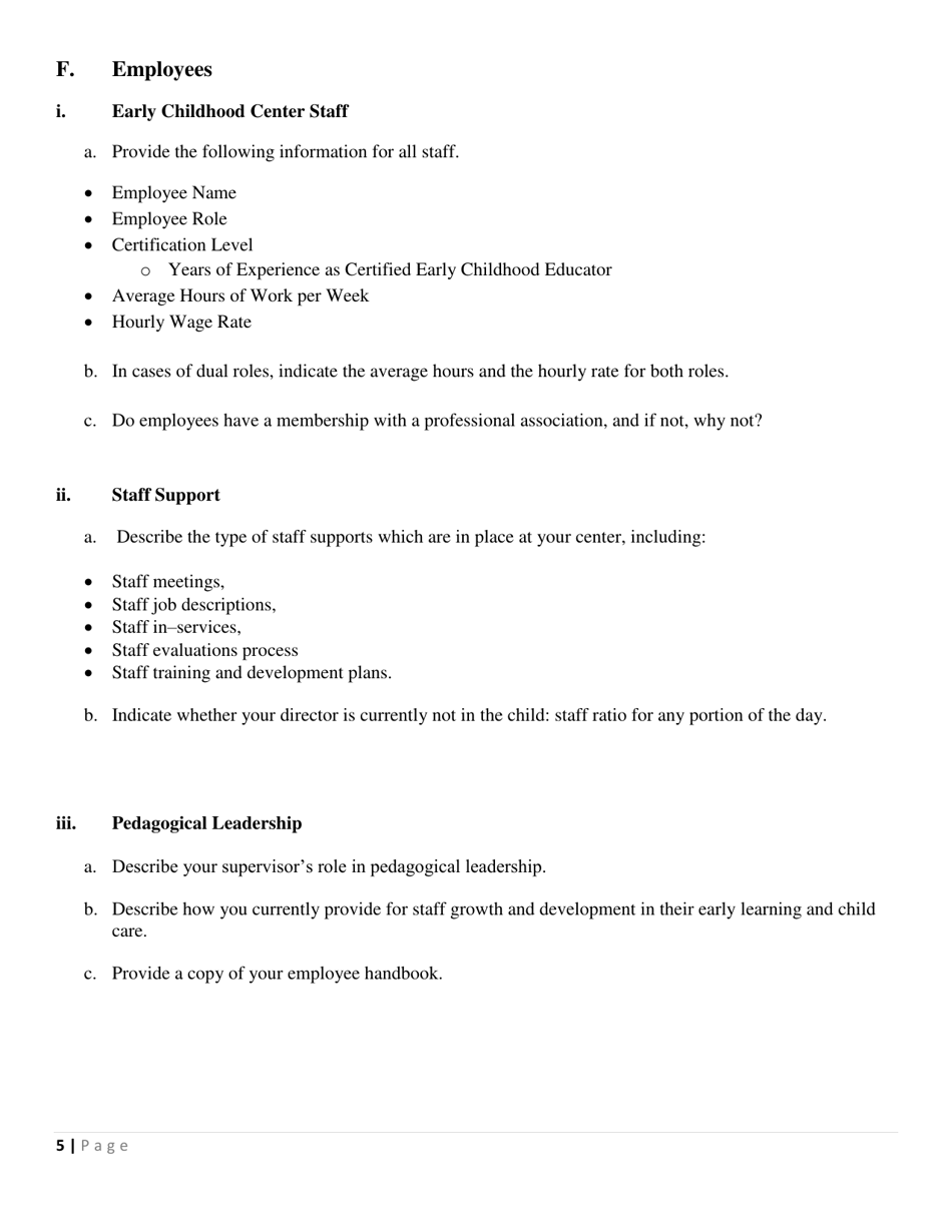 Early Years Center Designation Application - Prince Edward Island, Canada, Page 5