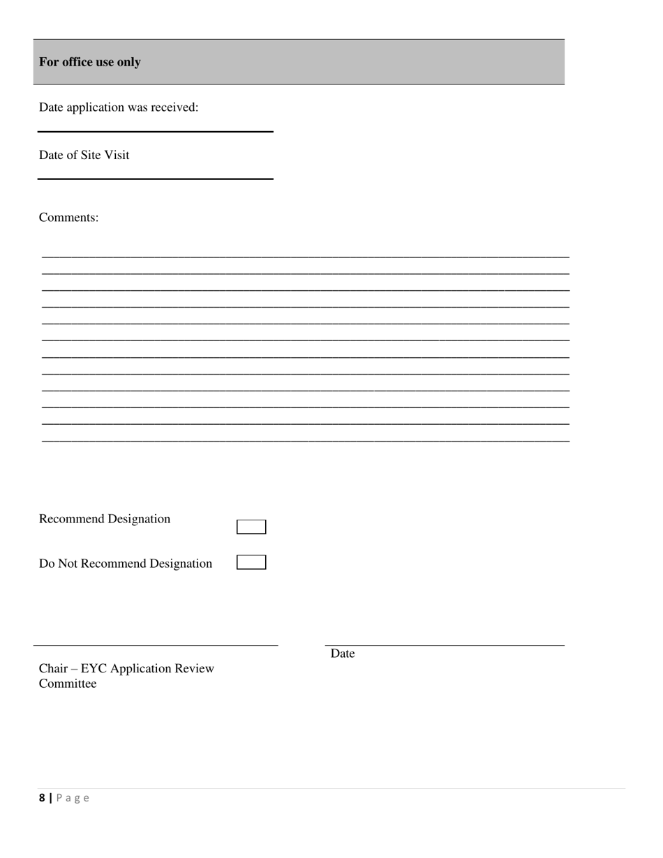 Early Years Center Designation Application - Prince Edward Island, Canada, Page 8