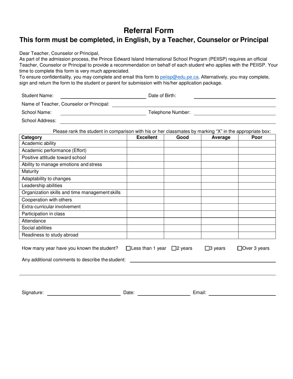 International Student Program (Peiisp) Application Form - Prince Edward Island, Canada, Page 6