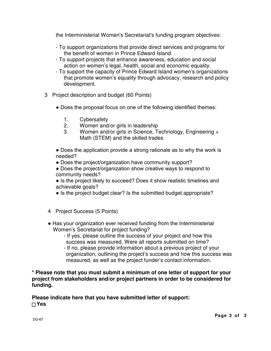 Interministerial Womens Secretariat Grant Application Form - Prince Edward Island, Canada, Page 3