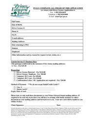 Document preview: Client Information Form for Drivers Licence Application - Prince Edward Island, Canada