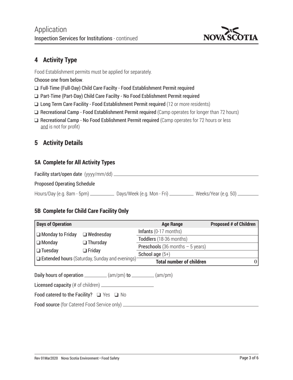 Inspection Services for Institutions Application - Nova Scotia, Canada, Page 3