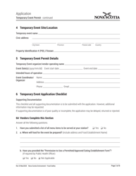 Temporary Event Permit Application - Nova Scotia, Canada, Page 3