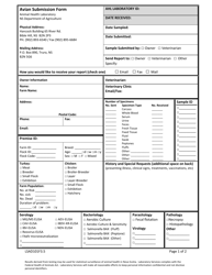 Form LSAD101F3.5 Avian Submission Form - Nova Scotia, Canada