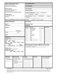 Form LSAD101F15.1 &quot;Swine Submission Form&quot; - Nova Scotia, Canada