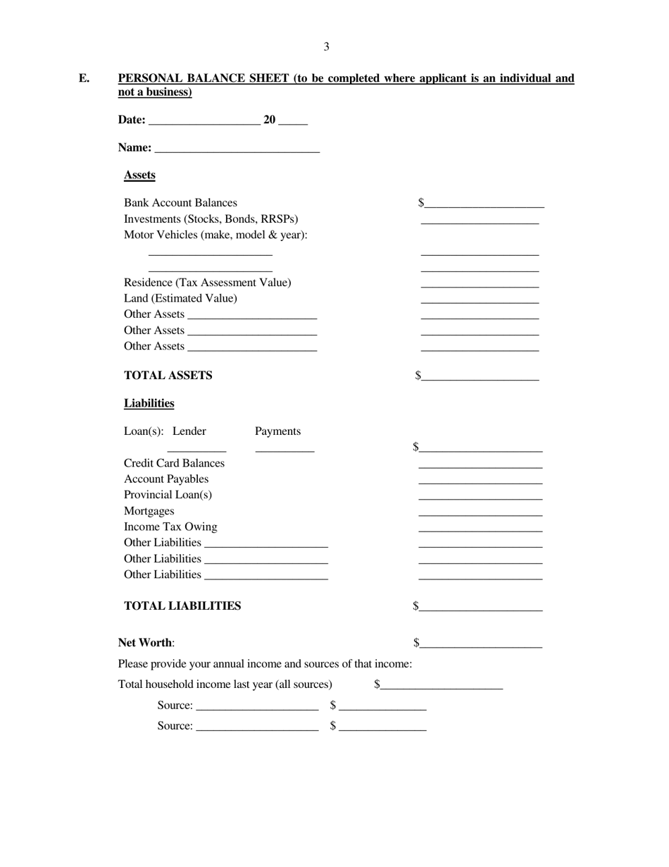 Application for Financial Assistance Loans and Loan Guarantees - New Brunswick, Canada, Page 3