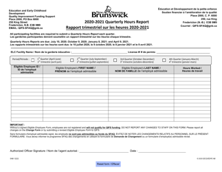 Document preview: Form SNB12222 Quarterly Hours Report - New Brunswick, Canada (English/French)