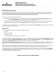 Form SNB12555 Quality Improvement Funding Support Program (Qifs) Eligible Employee Form - New Brunswick, Canada, Page 2