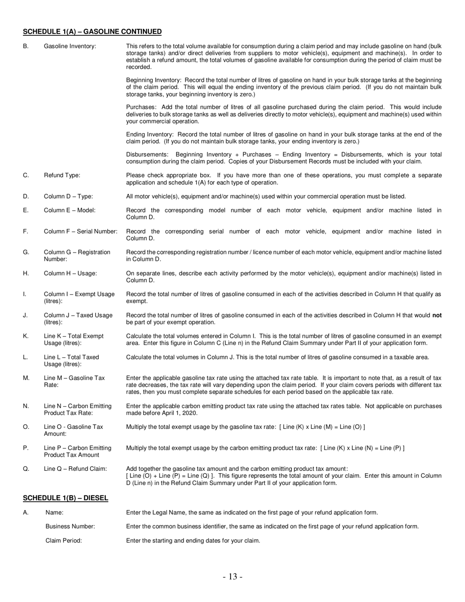 Form GMF_36 Gasoline, Motive Fuel and Carbon Emitting Product Refund Application - New Brunswick, Canada, Page 13