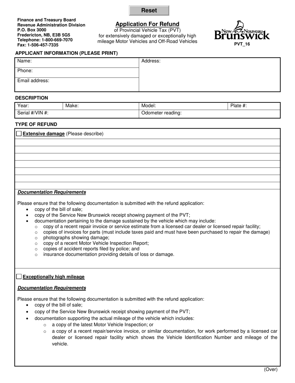 Form PVT_16 - Fill Out, Sign Online and Download Fillable PDF, New ...