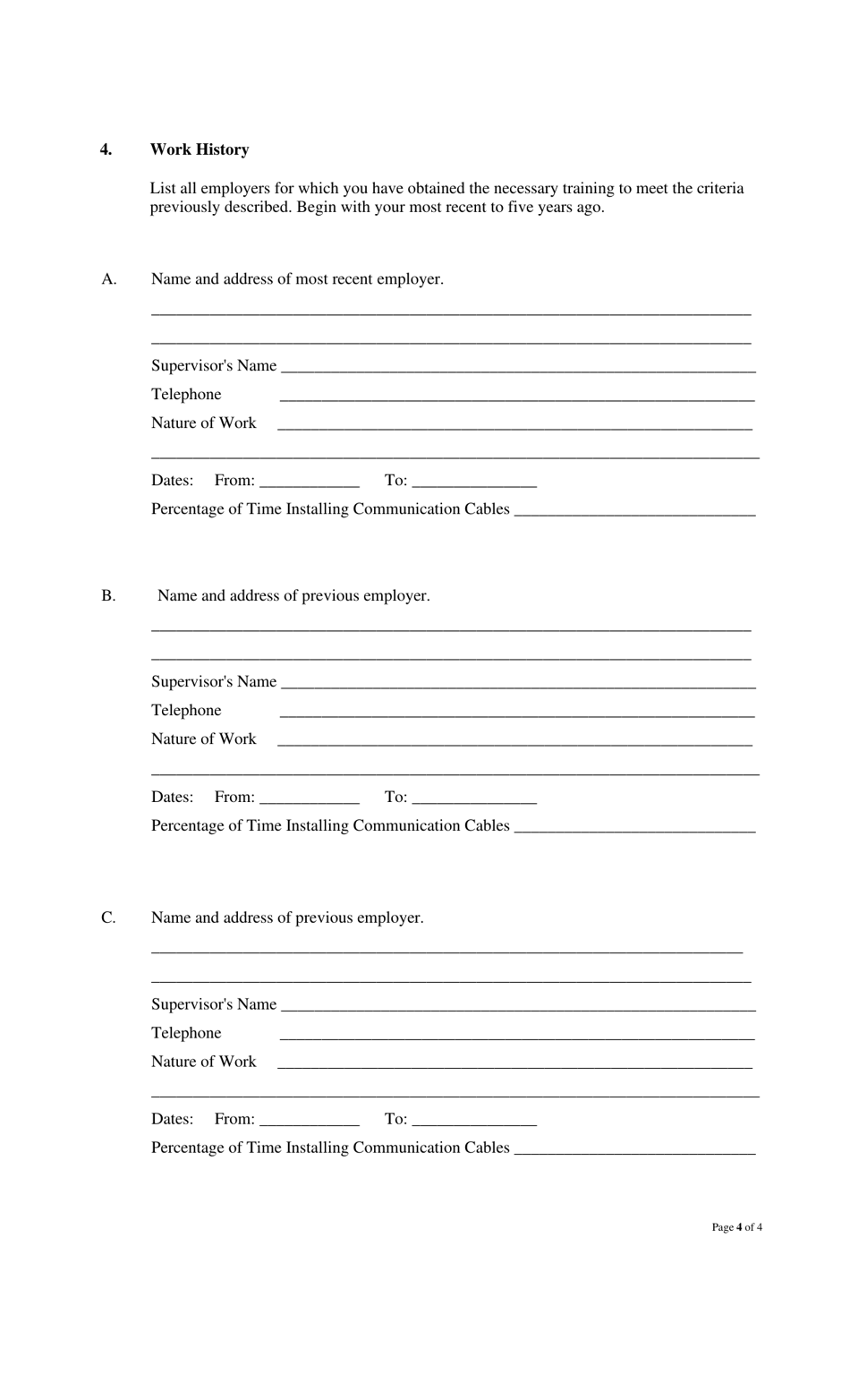 Application for Communications Cabling Specialist Certificate and / or Exam - Nova Scotia, Canada, Page 3