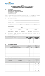 Form 5 &quot;Application for a Certificate of Competency&quot; - Nova Scotia, Canada