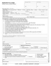 Document preview: Form PCR315 Application to a Judge - British Columbia, Canada