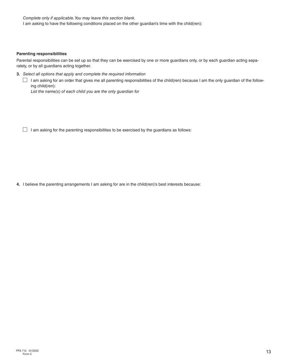 Form C (PFA712) Family Law Matter Claim - British Columbia, Canada, Page 13
