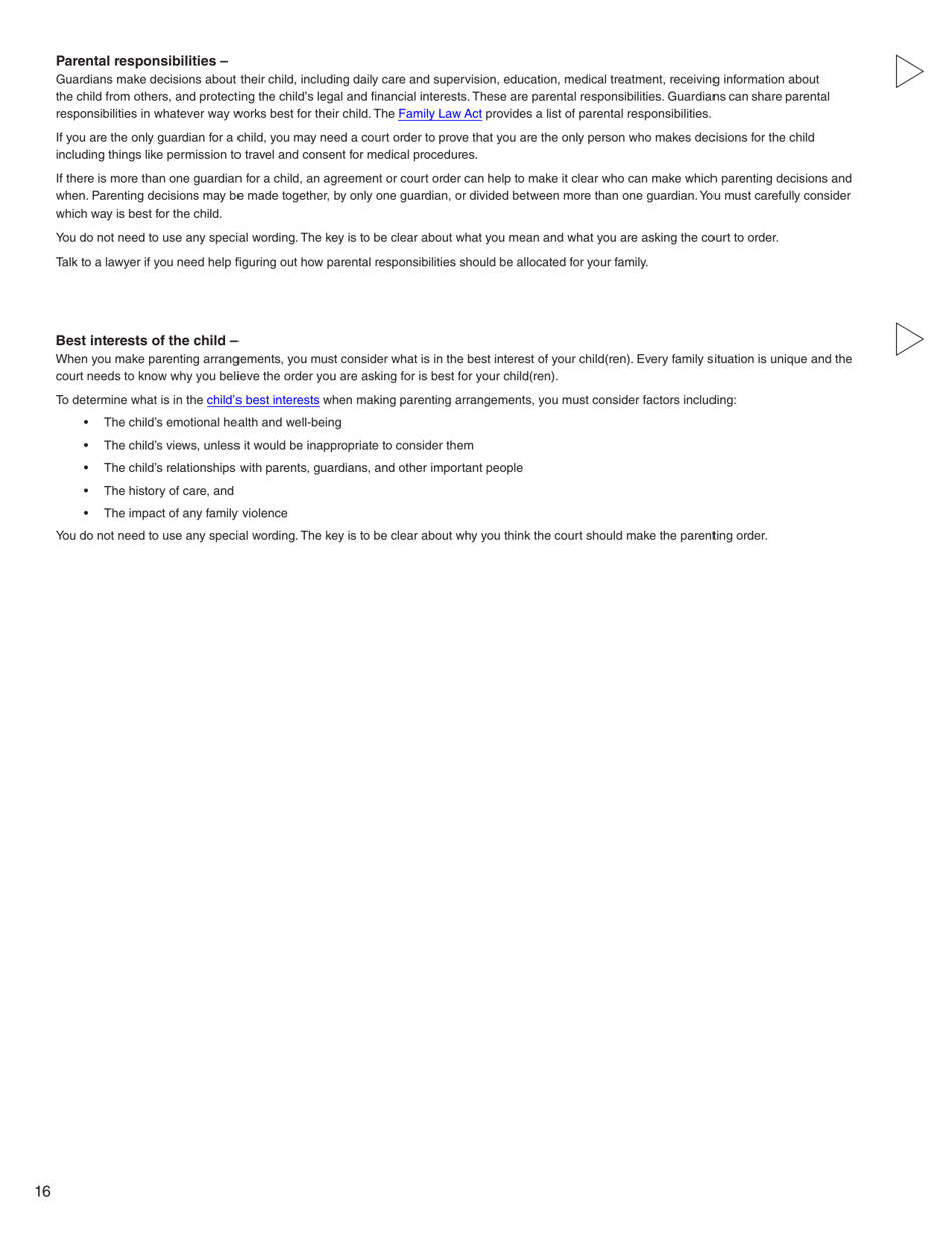 Form C (PFA712) Family Law Matter Claim - British Columbia, Canada, Page 16