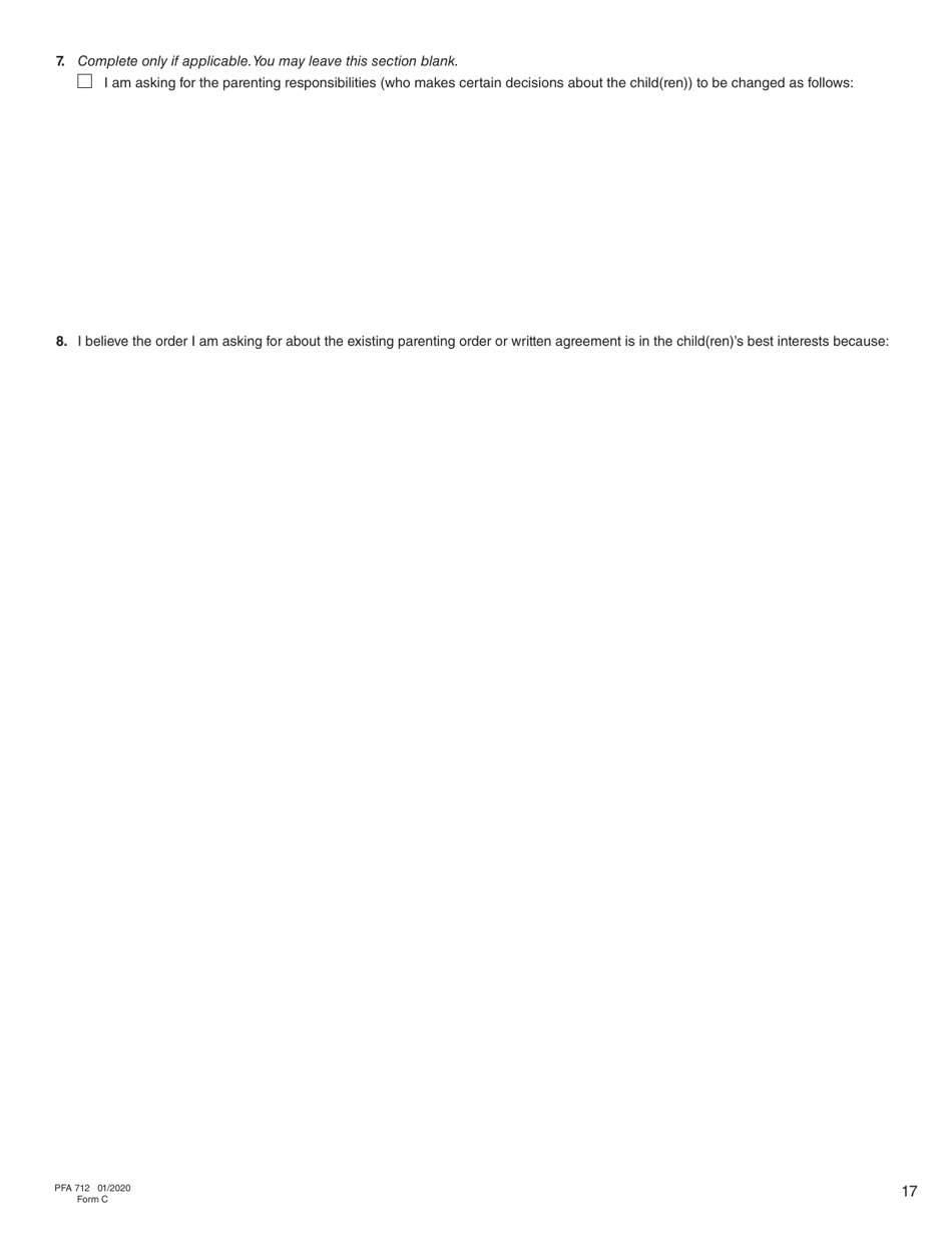 Form C (PFA712) Family Law Matter Claim - British Columbia, Canada, Page 17