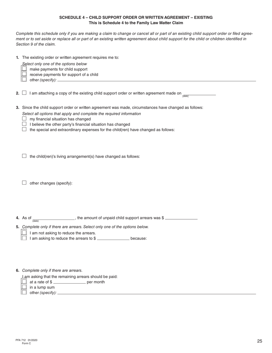 Form C (PFA712) Family Law Matter Claim - British Columbia, Canada, Page 25
