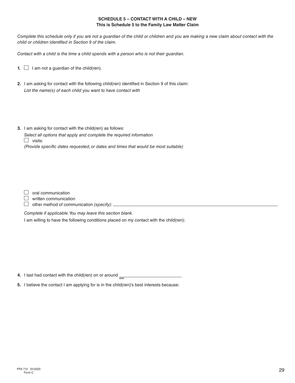 Form C (PFA712) Family Law Matter Claim - British Columbia, Canada, Page 29