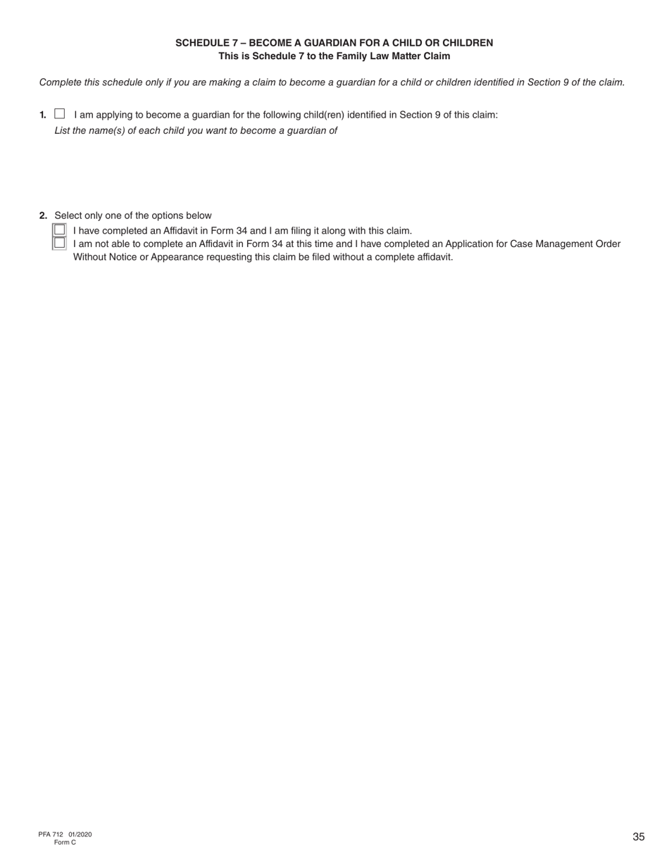 Form C (PFA712) Family Law Matter Claim - British Columbia, Canada, Page 35